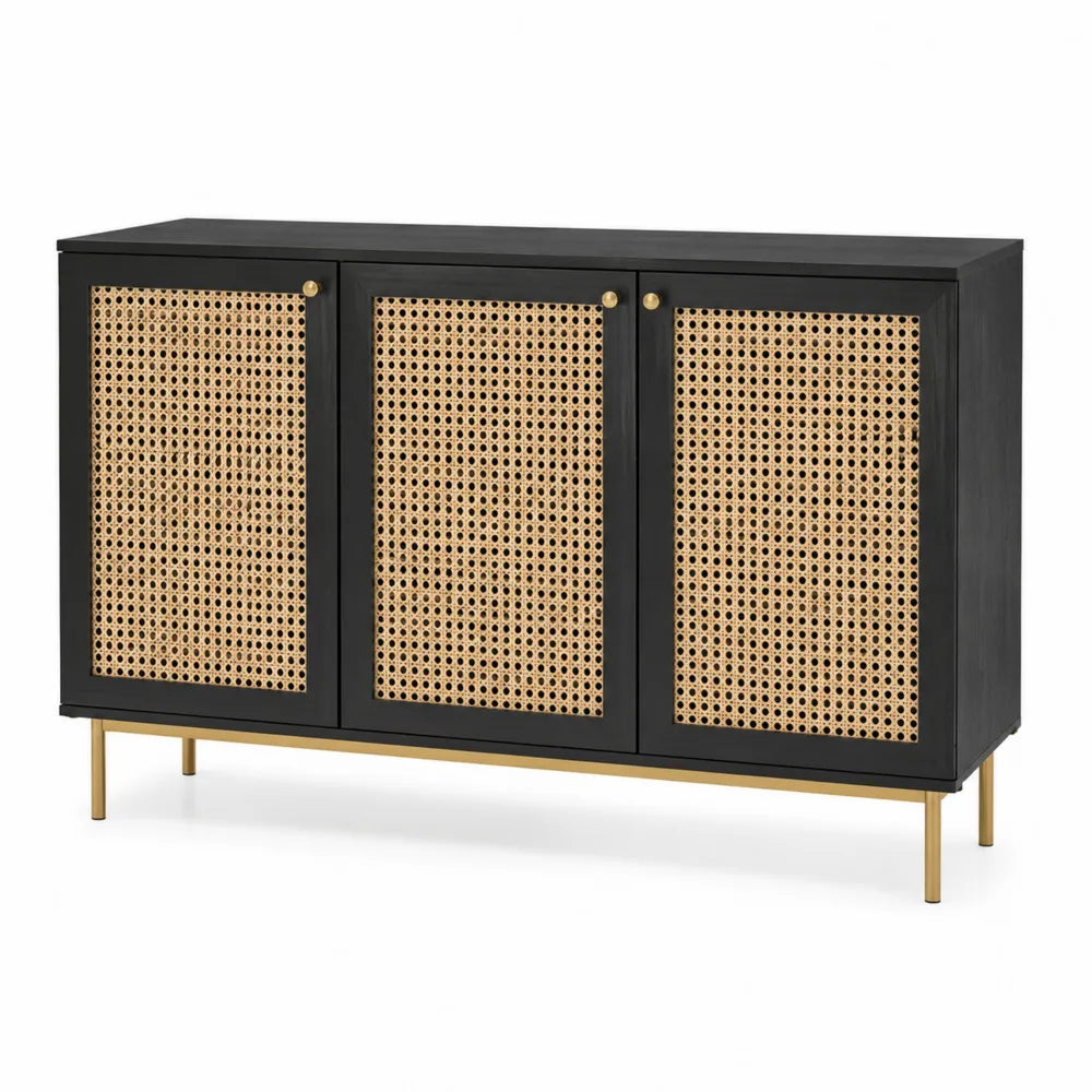 Aparador de Madera con Puertas de Ratán