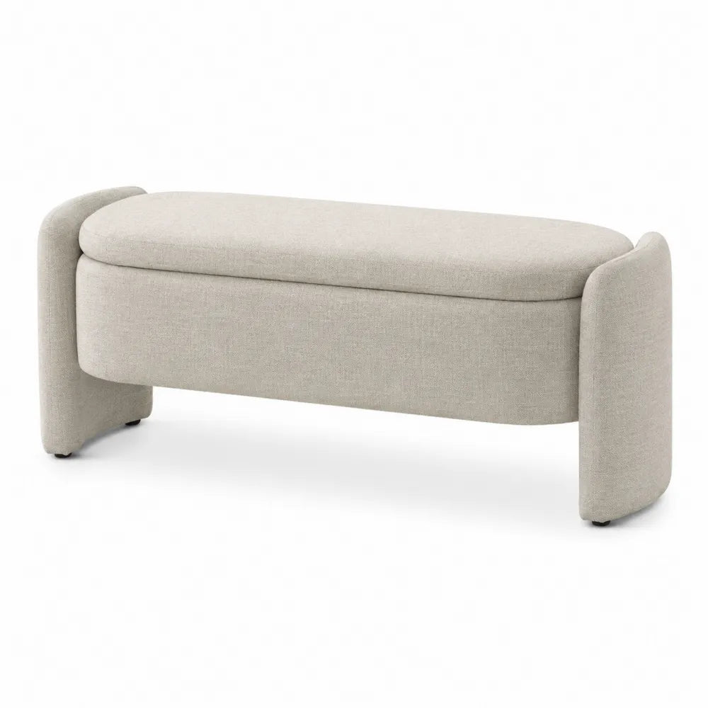 Banco de tela con almacenamiento 100x40x45 cm beige