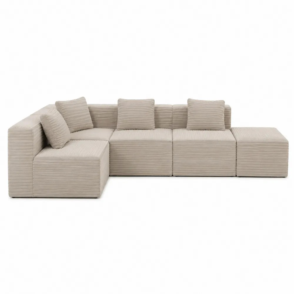Sofá modular en U de tela con textura beige 300x200x70 cm