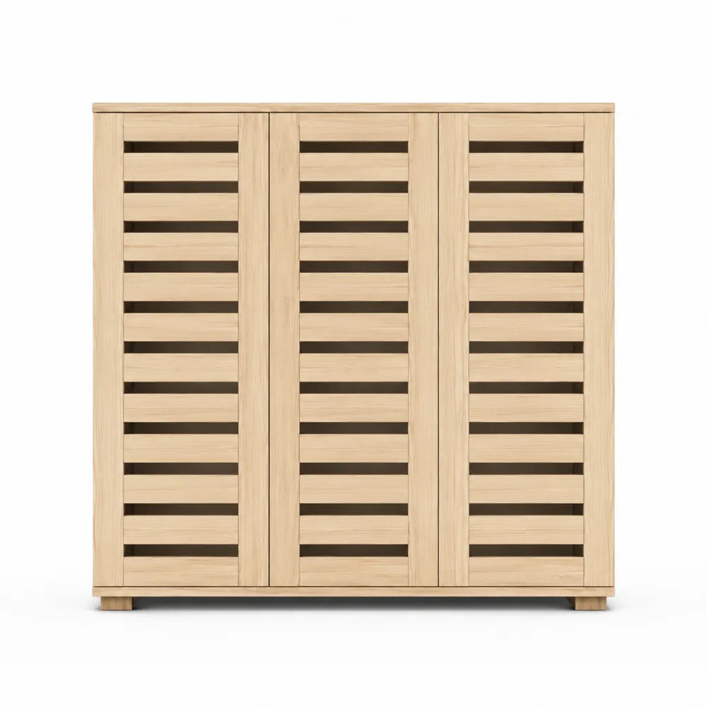 Armario de zapatos de madera de pino con puertas laminadas, 120x35x100 cm