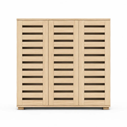 Armario de zapatos de madera de pino con puertas laminadas, 120x35x100 cm