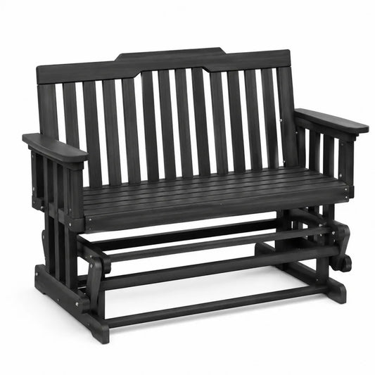 Banco de madera con movimiento para exterior en negro