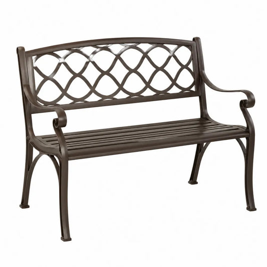 Banco de jardín de metal marrón 127x60x85 cm