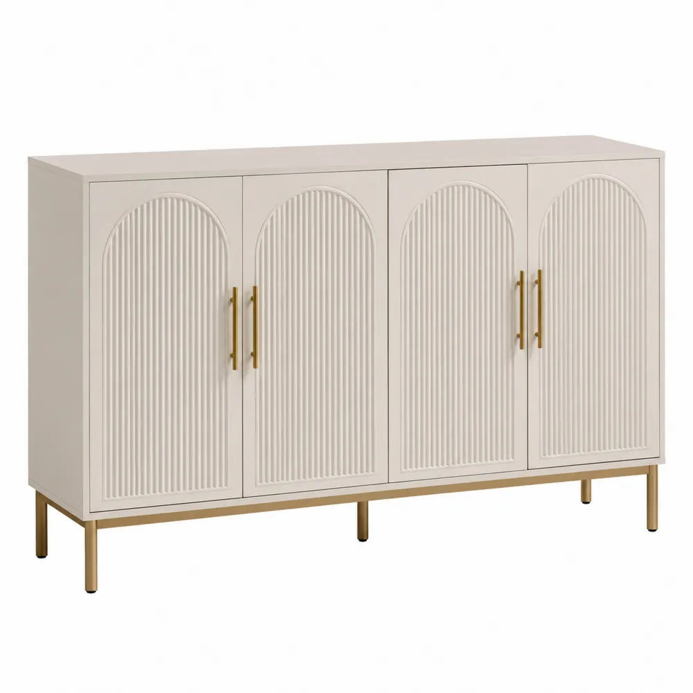 Aparador de Madera con Puertas de Arco y Patas de Metal 160x40x85 cm