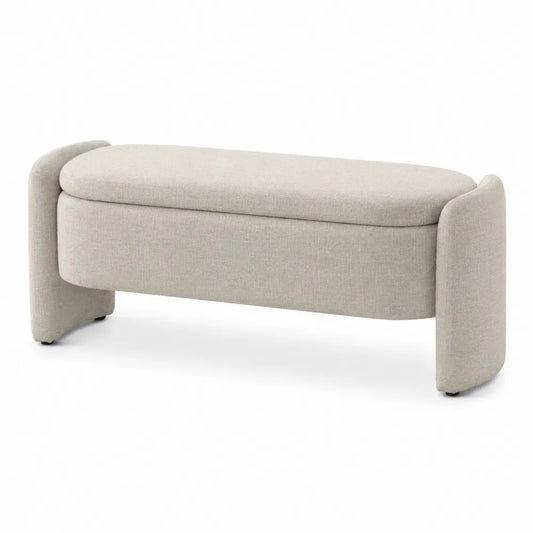 Banco de tela con almacenamiento 100x40x45 cm beige