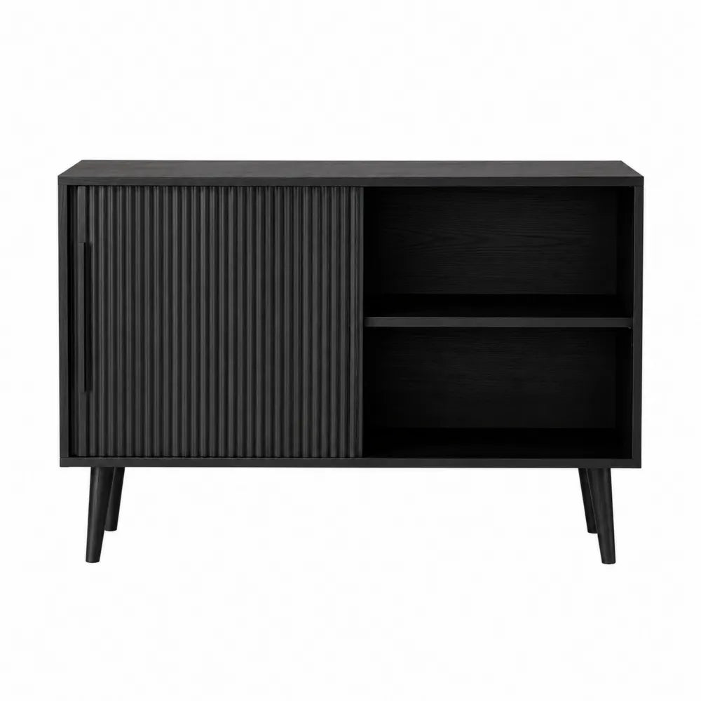 Aparador de madera negro con puertas correderas
