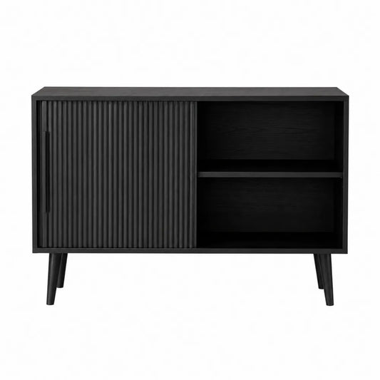 Aparador de madera negro con puertas correderas