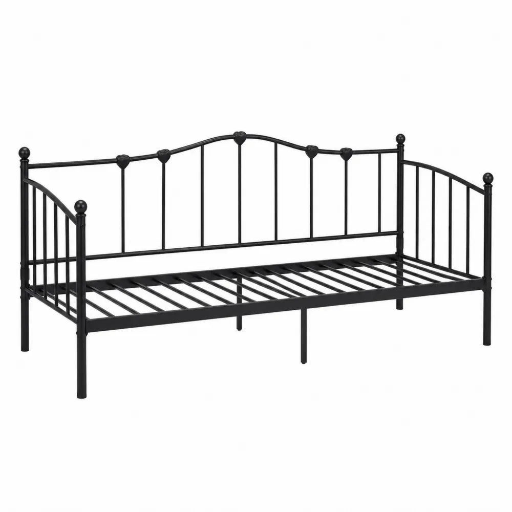 Cama de día de metal negro 200x90 cm